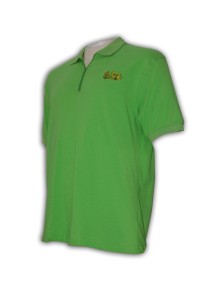 P145 polo恤批發 半胸拉鏈 polo shirt 設計圖     草綠色
